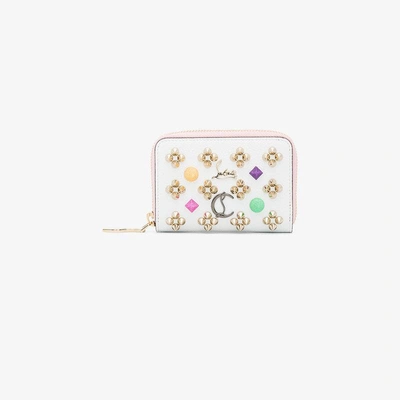 Shop Christian Louboutin White Panettone Studded Leather Coin Purse