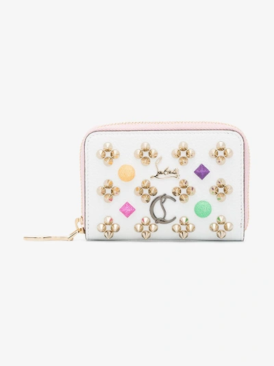 Shop Christian Louboutin White Panettone Studded Leather Coin Purse