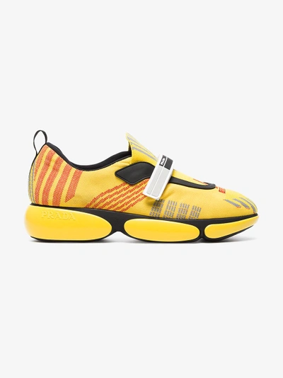 Shop Prada Yellow Cloudbust Nylon Sneakers In Yellow/orange