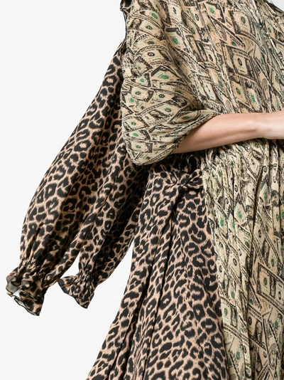 Shop Balenciaga Dollar Print Double Kaftan Silk Dress In Nude&neutrals