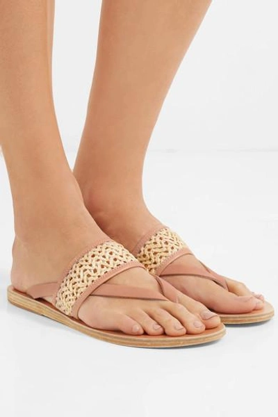 Shop Ancient Greek Sandals Zenobia Woven Raffia And Leather Sandals In Neutral
