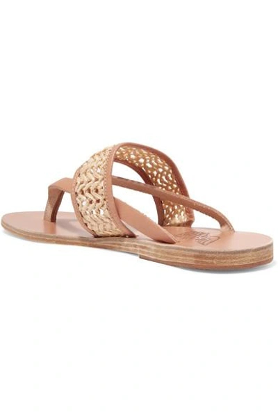 Shop Ancient Greek Sandals Zenobia Woven Raffia And Leather Sandals In Neutral