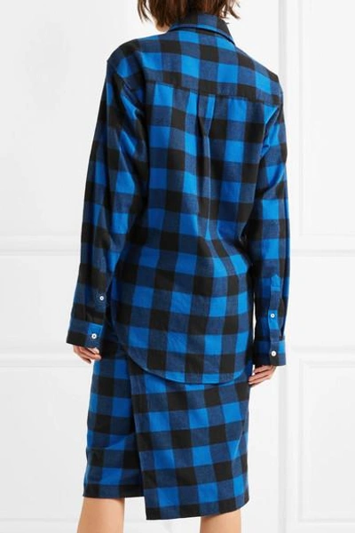 Shop Vetements Checked Flannel Shirt Dress In Blue