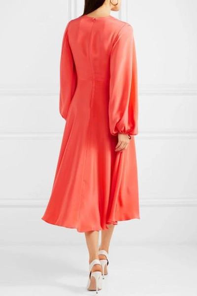 Shop Roksanda Houma Silk Crepe De Chine Midi Dress In Papaya