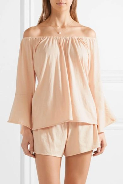 Shop Skin Karlie Organic Pima Cotton-jersey Pajama Shorts In Blush