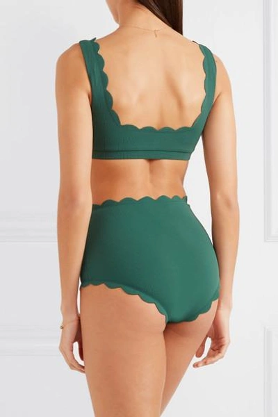 Shop Marysia Palm Springs Scalloped Bikini Top In Emerald