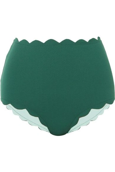 Shop Marysia Palm Springs Scalloped Bikini Top In Emerald