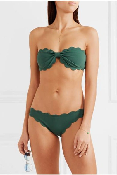 Shop Marysia Antibes Scalloped Bandeau Bikini Top In Emerald