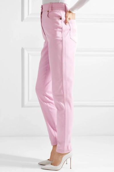 Shop Versace High-rise Slim-leg Jeans In Pink