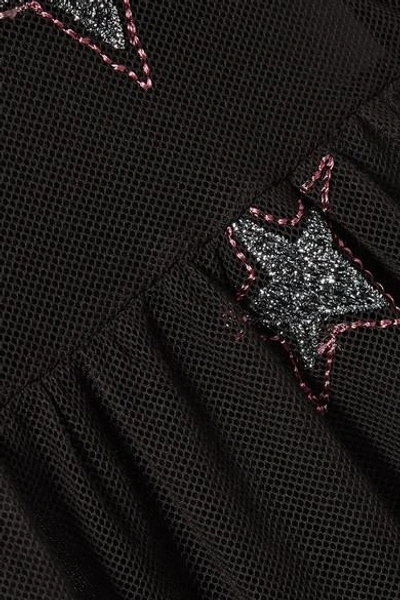 Shop Fleur Du Mal Super Star Fil Coupé Cotton-blend Tulle Midi Dress In Black