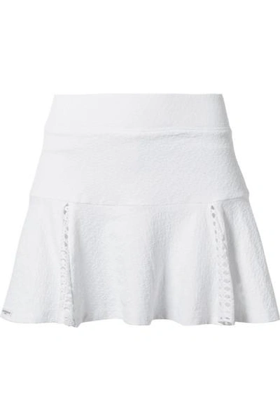 Shop L'etoile Sport Pointelle-trimmed Stretch-jacquard Tennis Skirt In White