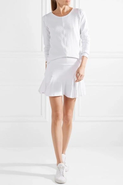 Shop L'etoile Sport Pointelle-trimmed Stretch-jacquard Tennis Skirt In White