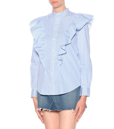 Shop Polo Ralph Lauren Striped Cotton Shirt In Blue