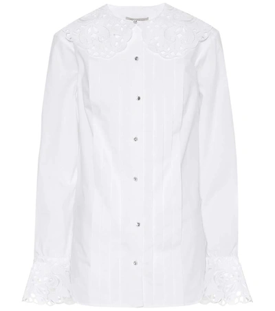 Shop Christopher Kane Lace-trimmed Cotton Shirt In White