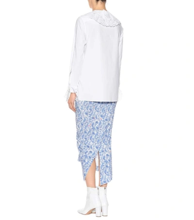 Shop Christopher Kane Lace-trimmed Cotton Shirt In White