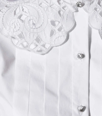 Shop Christopher Kane Lace-trimmed Cotton Shirt In White