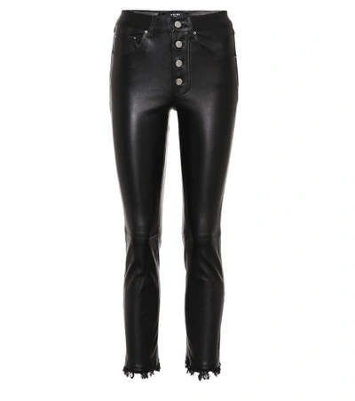 Shop Amiri Straight-leg Leather Trousers