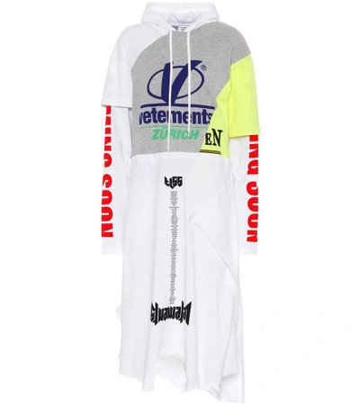 Shop Vetements Cotton Jersey Hoodie Dress In White