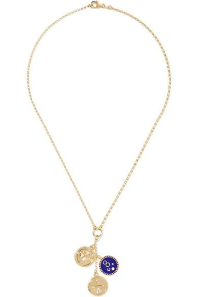 Shop Foundrae Dream, Karma And Protection 18-karat Gold, Diamond And Enamel Necklace