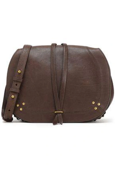 Shop Jérôme Dreyfuss Woman Ring-embellished Textured-leather Shoulder Bag Dark Brown