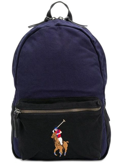 Shop Polo Ralph Lauren Logo Print Backpack In Blue