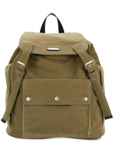 Shop Saint Laurent Noe Flap Backpack In Green