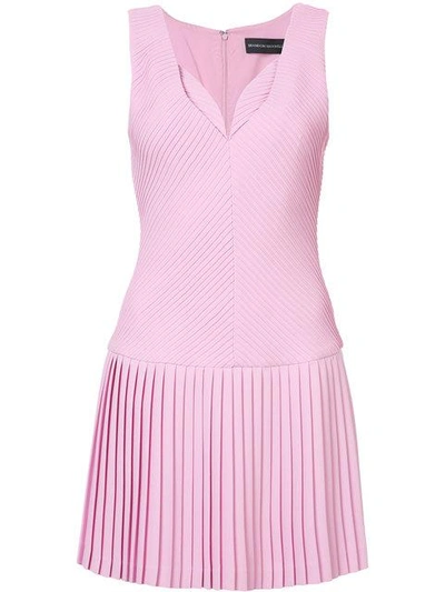 Shop Brandon Maxwell Chevron Pleated Dress - Pink
