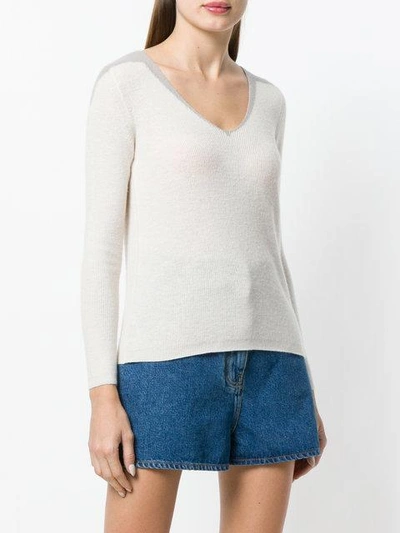 Shop Lorena Antoniazzi Star Embellished Fitted Jumper In Neutrals