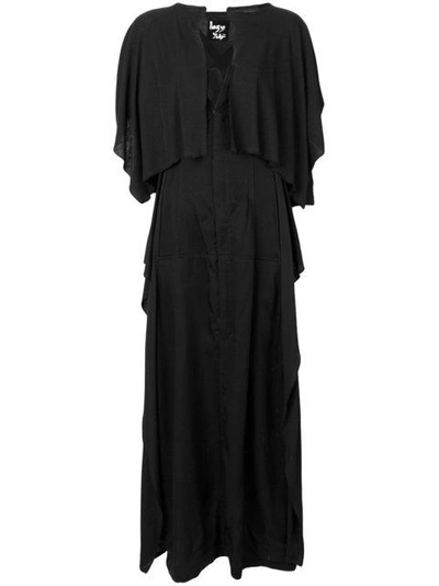 Shop Yohji Yamamoto Layered Cut Out Maxi Dress In Black