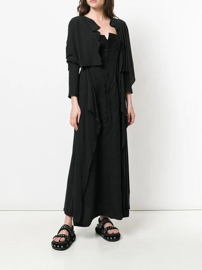 Shop Yohji Yamamoto Layered Cut Out Maxi Dress In Black