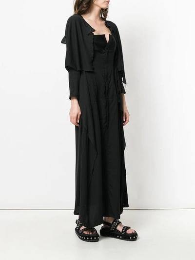 Shop Yohji Yamamoto Layered Cut Out Maxi Dress In Black