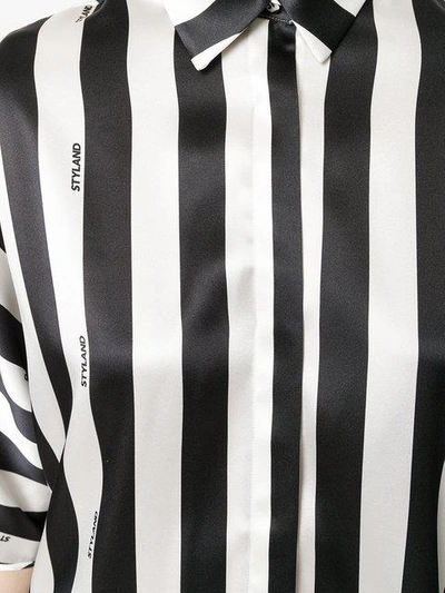 Shop Styland Striped Design Blouse In Black