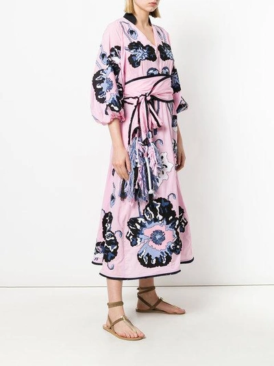 Shop Yulia Magdych Poppy Embroidered Tie Waist Dress