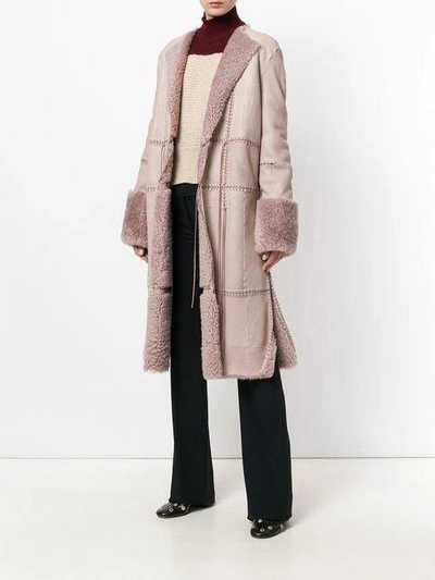 Shop Alexander Mcqueen Stitch Detailed Coat In Pink