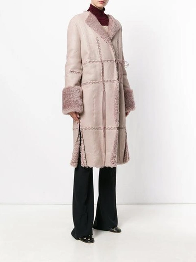 Shop Alexander Mcqueen Stitch Detailed Coat In Pink