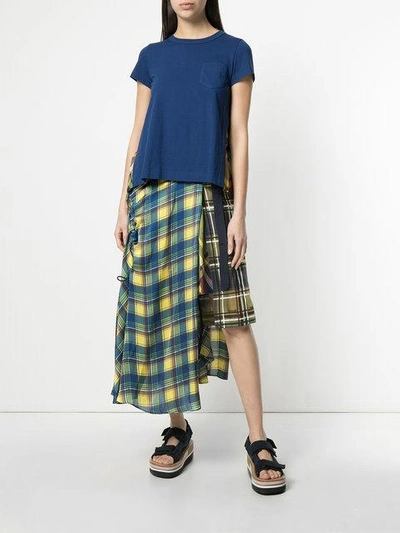 Shop Sacai Contrast Tartan Skirt - Multicolour