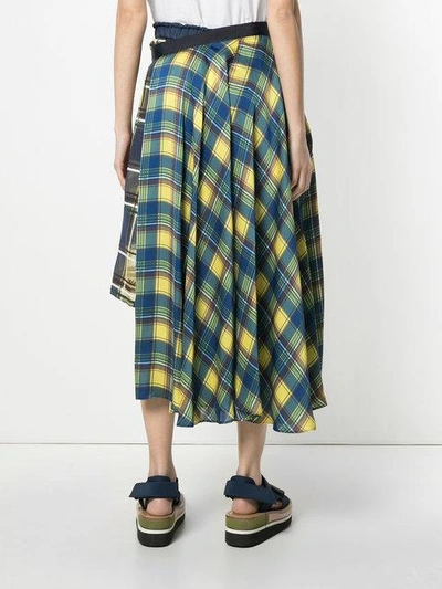Shop Sacai Contrast Tartan Skirt - Multicolour