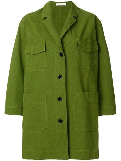 Shop Peter Jensen Oversized Buttoned Coat - Green