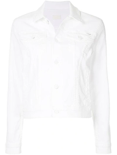 Shop Mother Cropped Denim Jacket - White