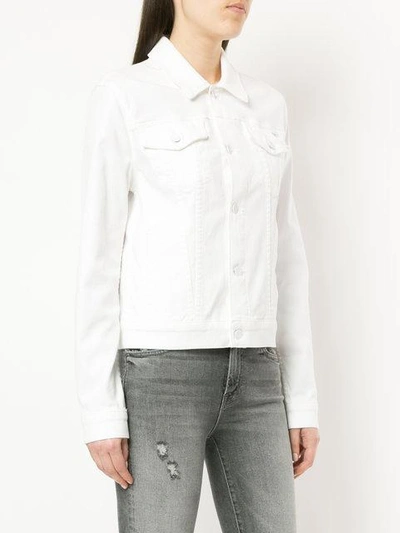 Shop Mother Cropped Denim Jacket - White