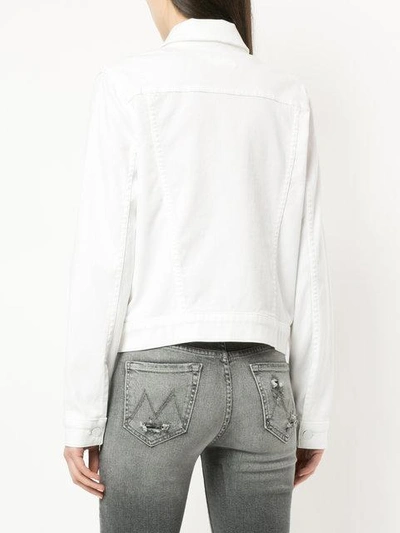 Shop Mother Cropped Denim Jacket - White