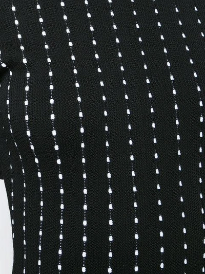 Shop Oscar De La Renta Polka-dot Embroidered Knitted Mini Dress - Black