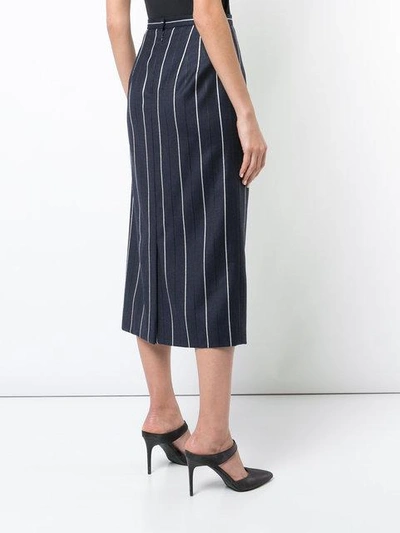 Shop Oscar De La Renta Striped Midi Skirt - Blue