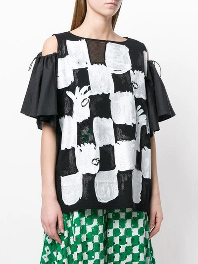 Shop Tsumori Chisato Off-shoulder Square Print Blouse