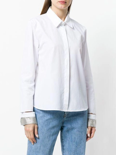 Shop Aviu Metallic Cuff Detail Shirt In White