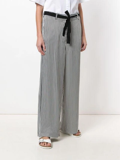 Shop Hache Striped Belted Wide-leg Trousers - Black
