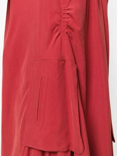 Shop Carven Ruched Detail Straight Dress In Red