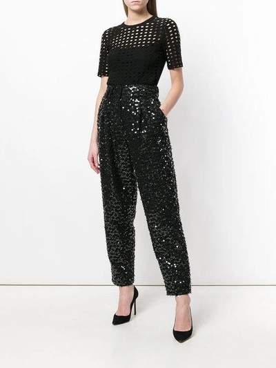 Shop Balmain Sequin Embellished Trousers In Black