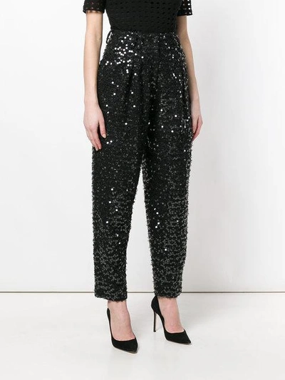 Shop Balmain Sequin Embellished Trousers In Black