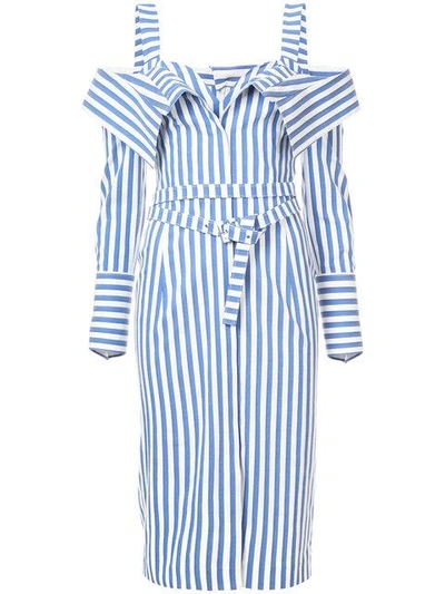 Shop Monse Flap Front Striped Dress In Blue